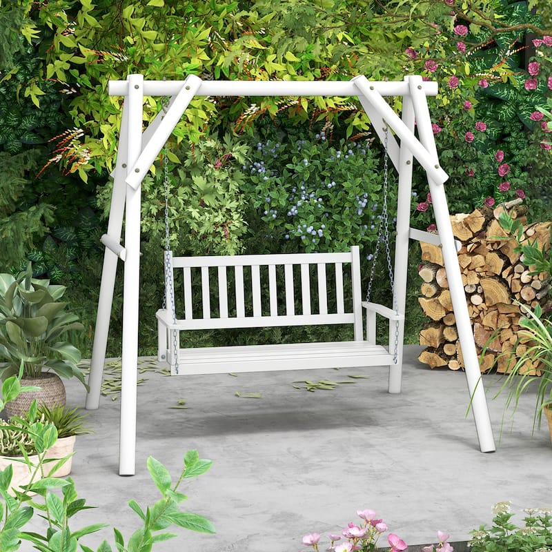 Costway 2-Person Wooden Outdoor Porch Swing Heavy Duty Patio Hanging - See Details