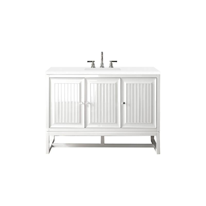 James Martin Vanities E645-V48-3WZ Athens 48" Free Standing Single - Glossy White - Glossy
