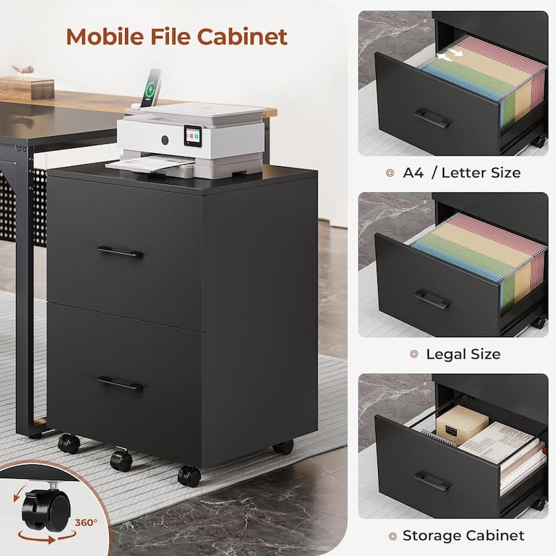 Executive Desk L Shaped Desk File Drawers Power Outlets Computer Desk
