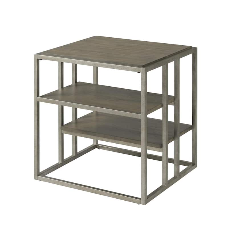 Metal Frame Wood Living Room End Table With Shelf