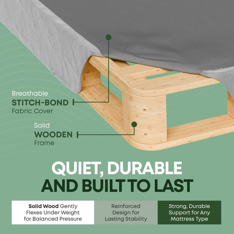 Onetan, 4.5-Inch & 8-Inch Sturdy Wood Box Spring for Mattress Support - Durable and Easy to Assemble Natural Wood Foundation