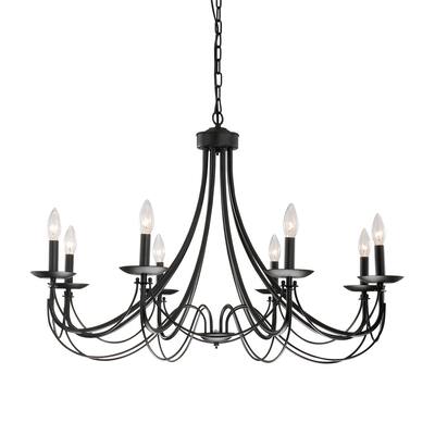 Micael 8-light Black Iron Chandelier with No Shade
