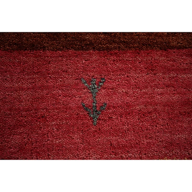 Striped Pink Gabbeh Indian Area Rug Hand-Knotted Wool Carpet - 5'4"x 7'9"