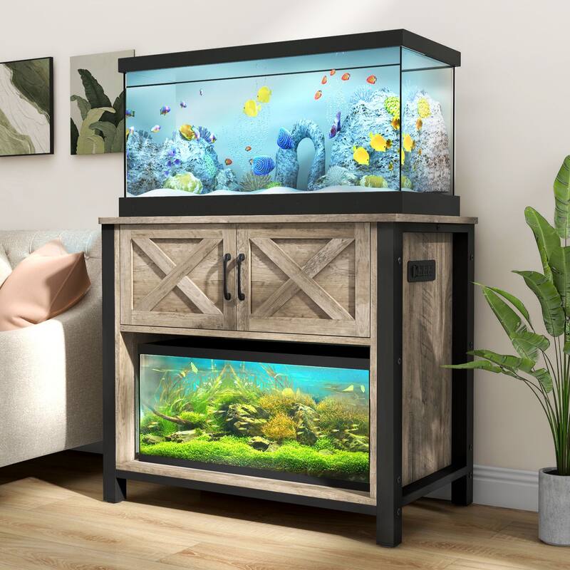 Aquarium Stand Cabinet 40-50/55-75 Gallon Fish Tank Stand with Power Outlets