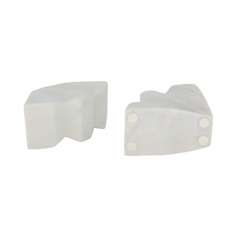 Marble Semi Circle Fluted Bookends Set of 2 - White, 5" - 5.25"