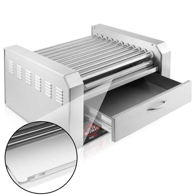 Electric Hot Dog Roller Grill Cooker Machines with Bun Warmer