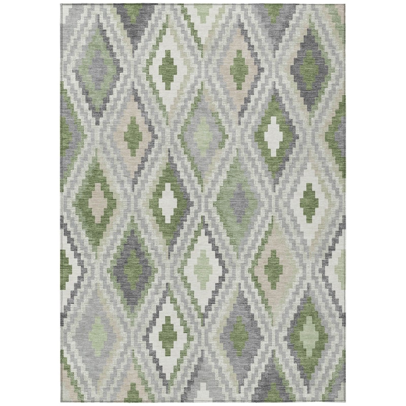 Machine Washable Indoor/ Outdoor Global Geo Chantille Rug