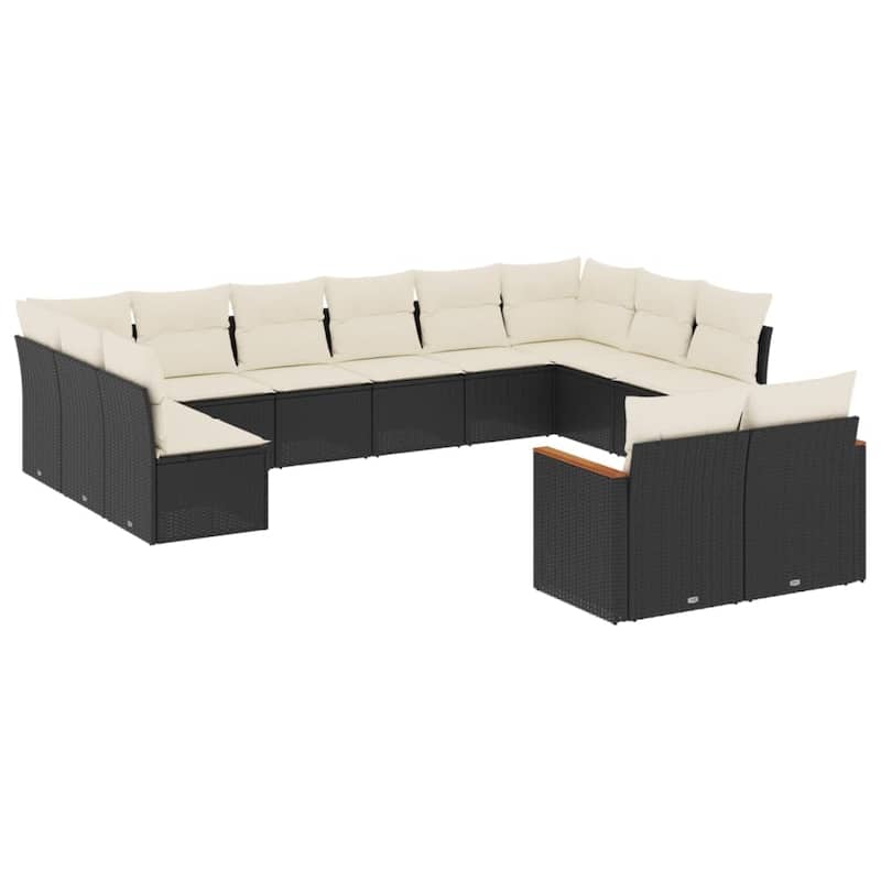 vidaXL Patio Sofa Set with Cushions Outdoor Conversation Furniture Poly Rattan - 24.4 x 24.4 x 27.2 in