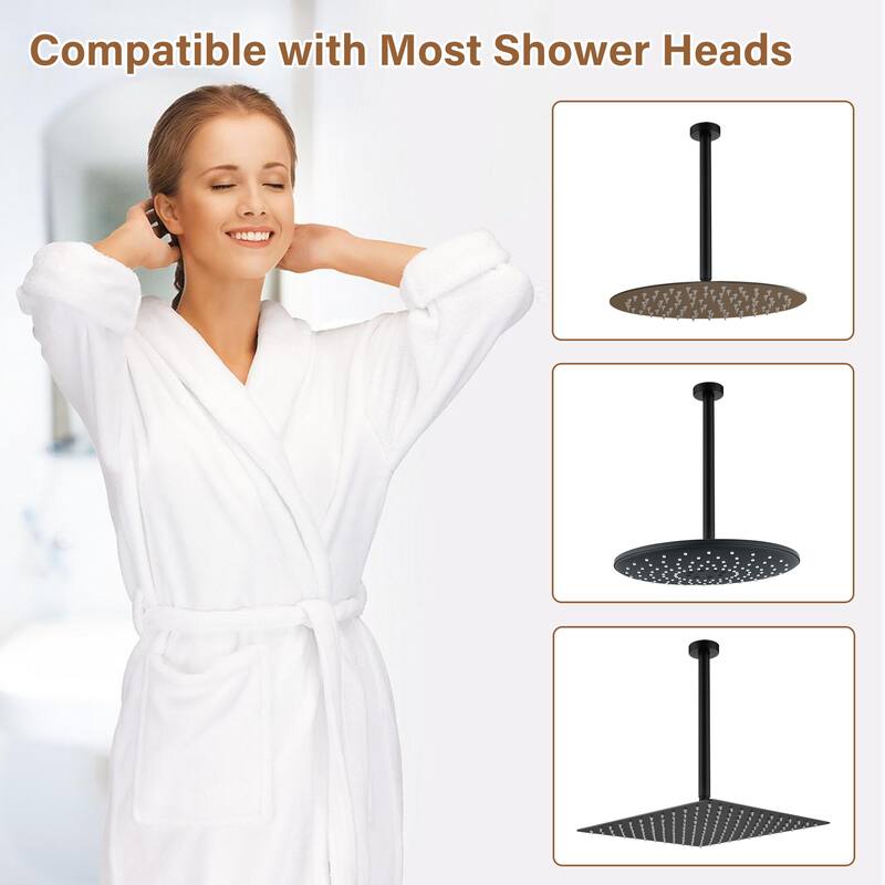 12 in. Round Ceiling Mount Standard Shower Arm and Flange