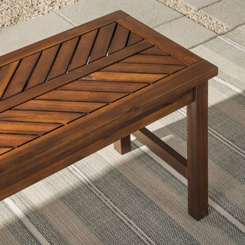 Walker Edison Elephant Point Acacia Wood Chevron Bench
