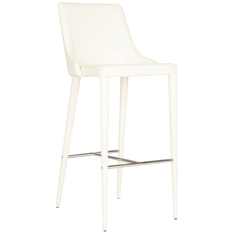 SAFAVIEH Carlene Mid-Century Dining Modern 42-inch White Leather Bar Stool - 21.2" x 18.9" x 41.8" - 21Wx19Dx42H