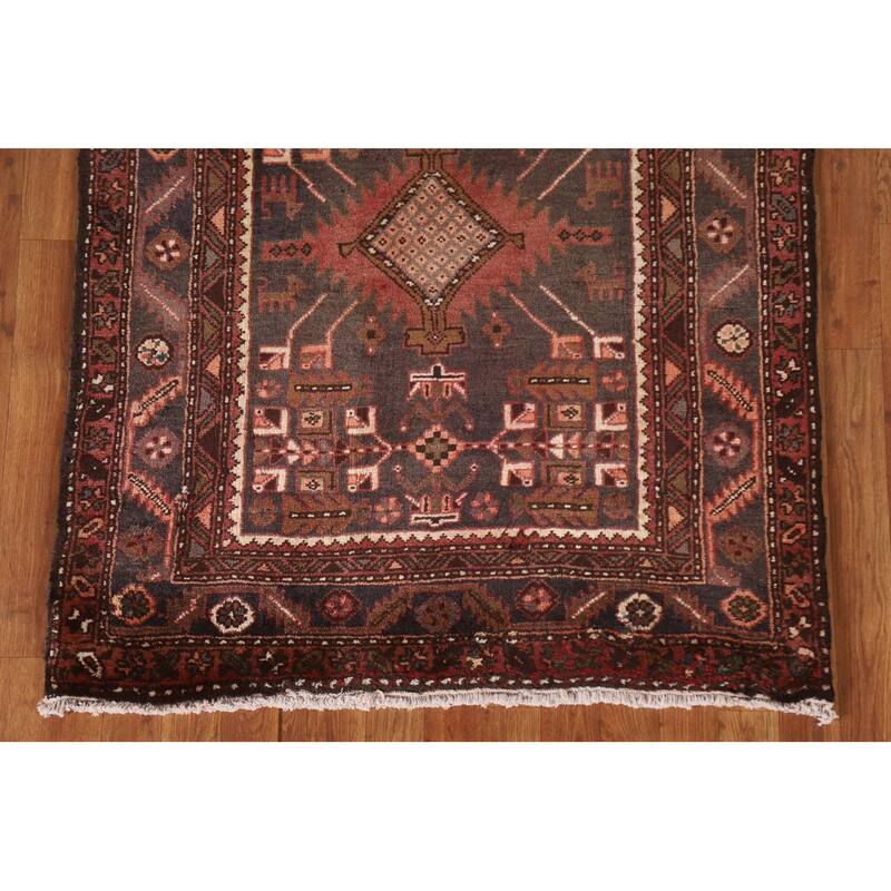 Heriz Persian Vintage Runner Rug Hand-knotted Wool Carpet - 3'8"x 11'4"