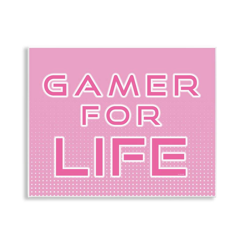 Stupell Pink Gamer For Life Wall Plaque Art Design By Yass Naffas Designs - 14 x 11