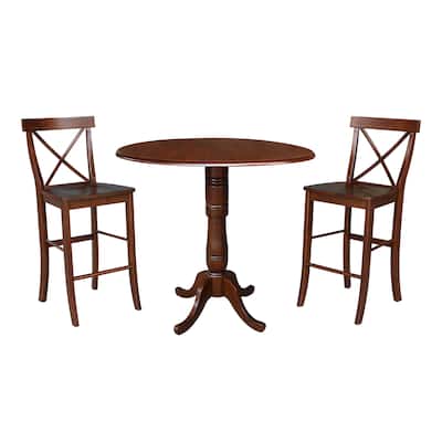 42" Round Top Bar Height Table and Two Stools - Espresso
