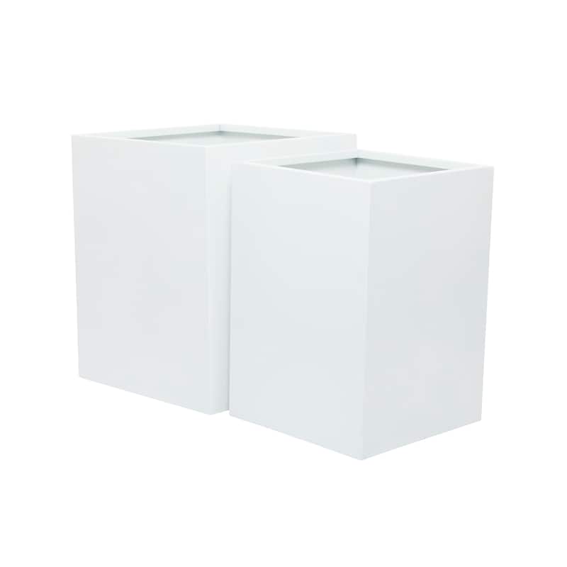 Metal Indoor Outdoor Planter - Set of 2 Black or White - CosmoLiving by Cosmopolitan