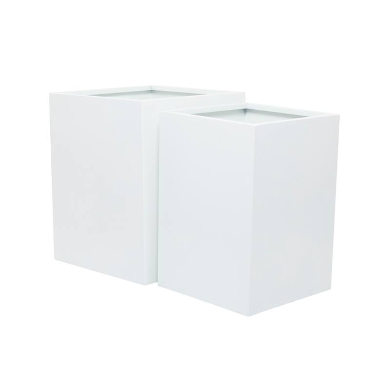 White Metal Modern Planter (Set of 2) - S/2 17", 14"W