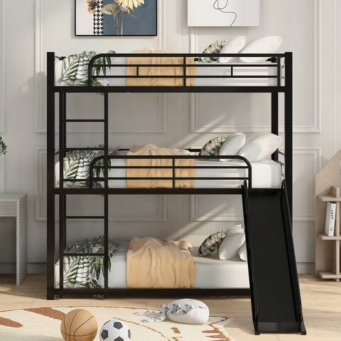 Aubrey Twin Size Triple Bunk Bed with Slide