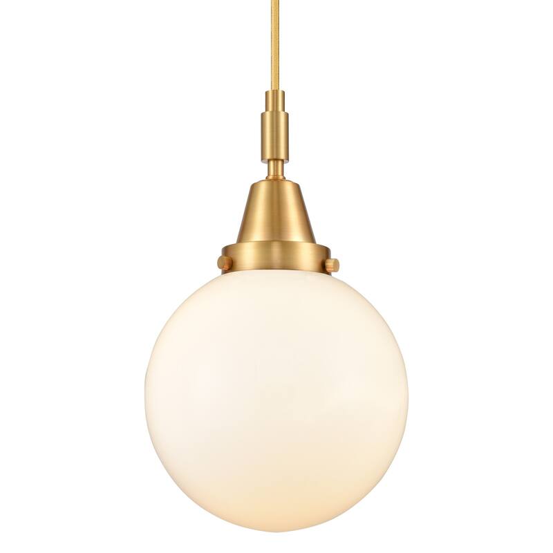 Innovations Lighting 447-1P-G201-8 Beacon 8" Wide Mini Pendant with - Satin Gold