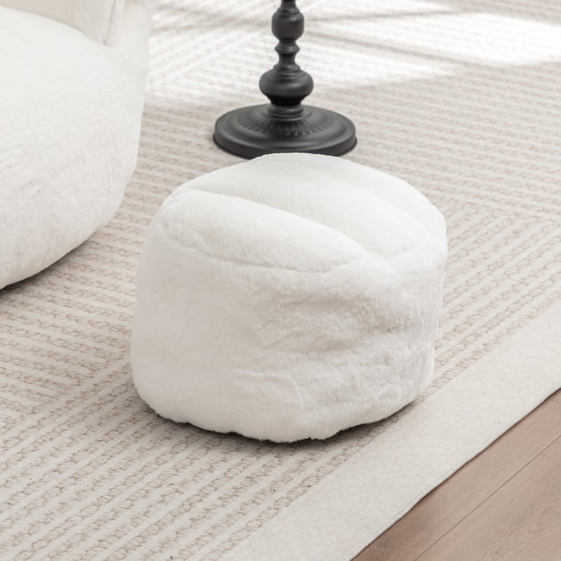 Comfy Bean Bag Sofa With Back Support, With Footstool,Faux Fur Bean Bag Chair For Adults And Kids