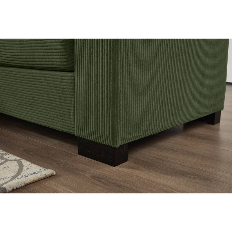 111" Corduroy L-Shaped Sectional Sofa with Convertible Chaise & Storage Arms