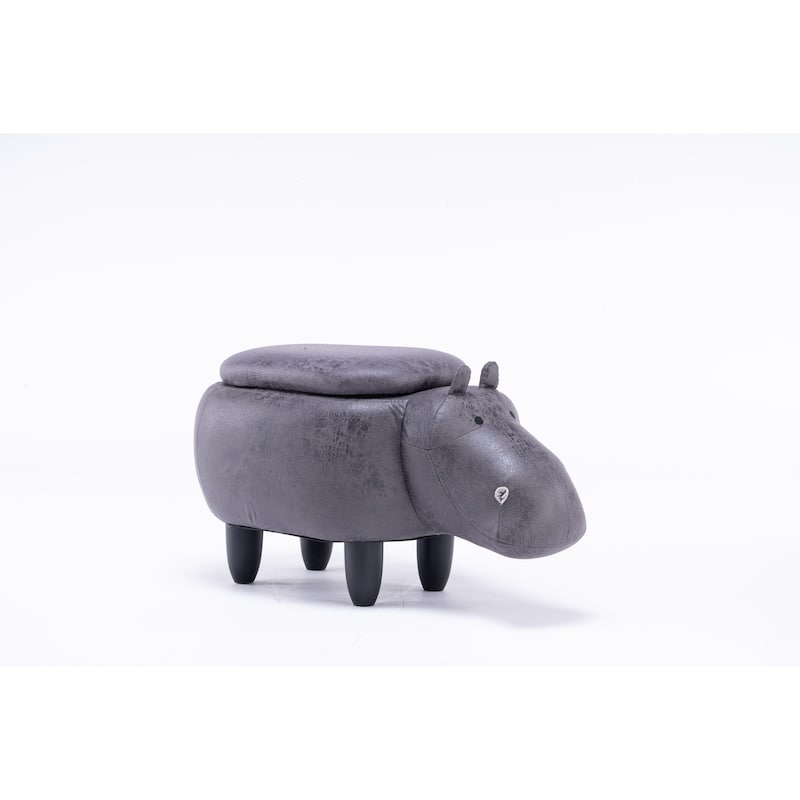 Animal Hippo Storage Upholstered Kids Ottoman