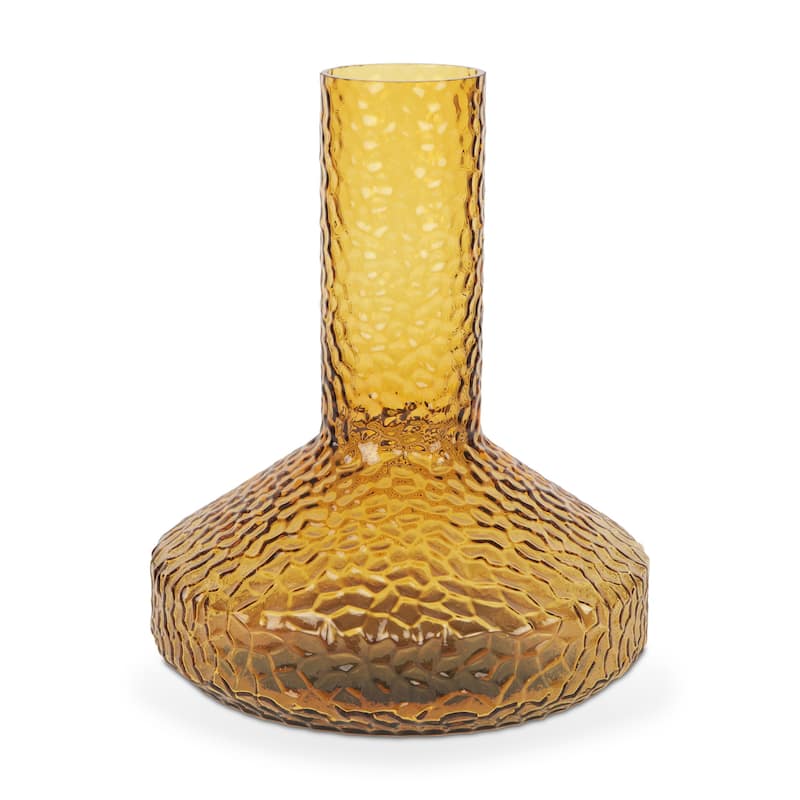 12" Amber Glass Faceted Table Vase - 9.84