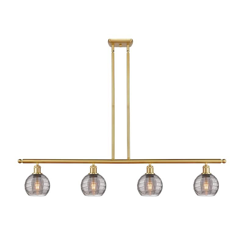 Innovations Lighting 516-4I 9 48 Athens Deco Swirl Chandelier Athens - Satin Gold / Light Smoke Deco Swirl