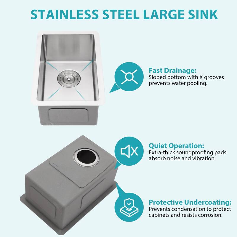 Undermount 16 Gauge Single Bowl Stainless Steel Kitchen Sink in Brushed Nickel