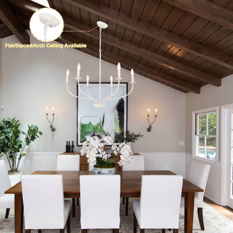 6-Light Vintage Candle Chandelier Light for Dining Room Bedroom Kitchen