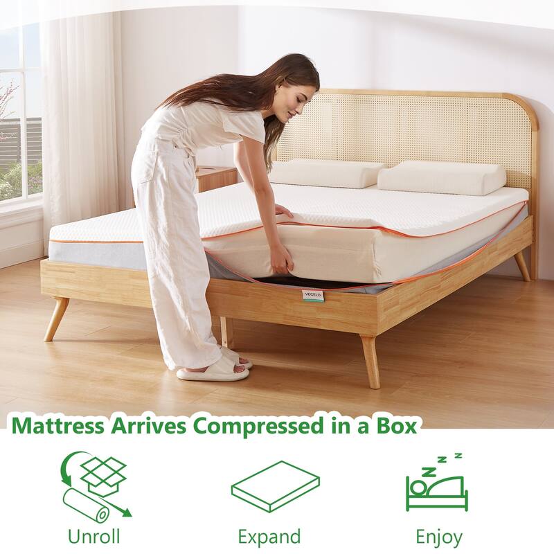 VECELO Metal Platform Bed Frame With 8" Memory Foam Mattress Included