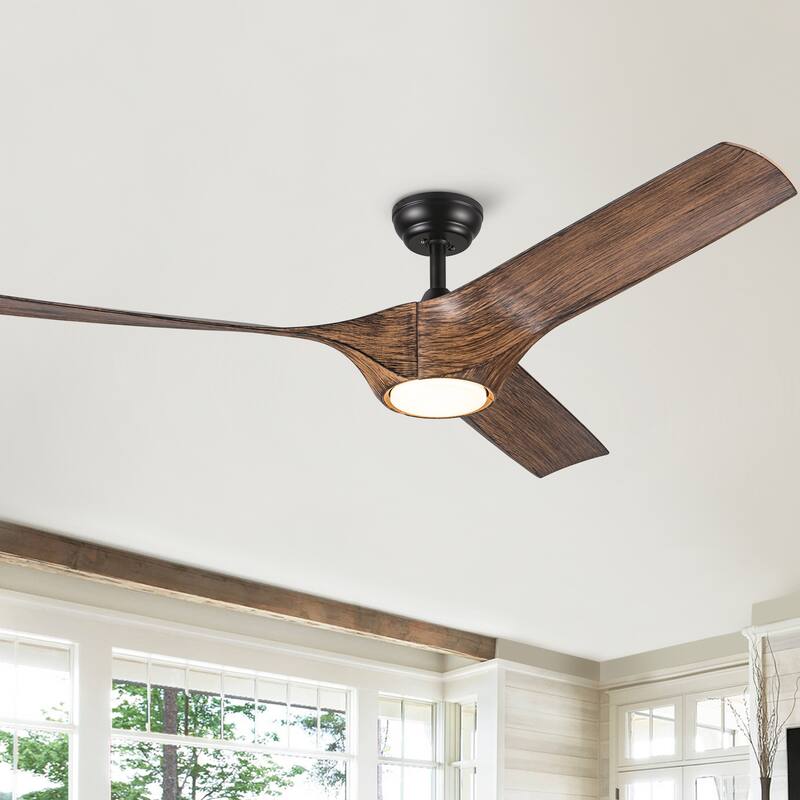 YUHAO 56 inch 6 Speed Quiet DC Motor Indoor Matte White Ceiling Fans with Lights and Remote Control