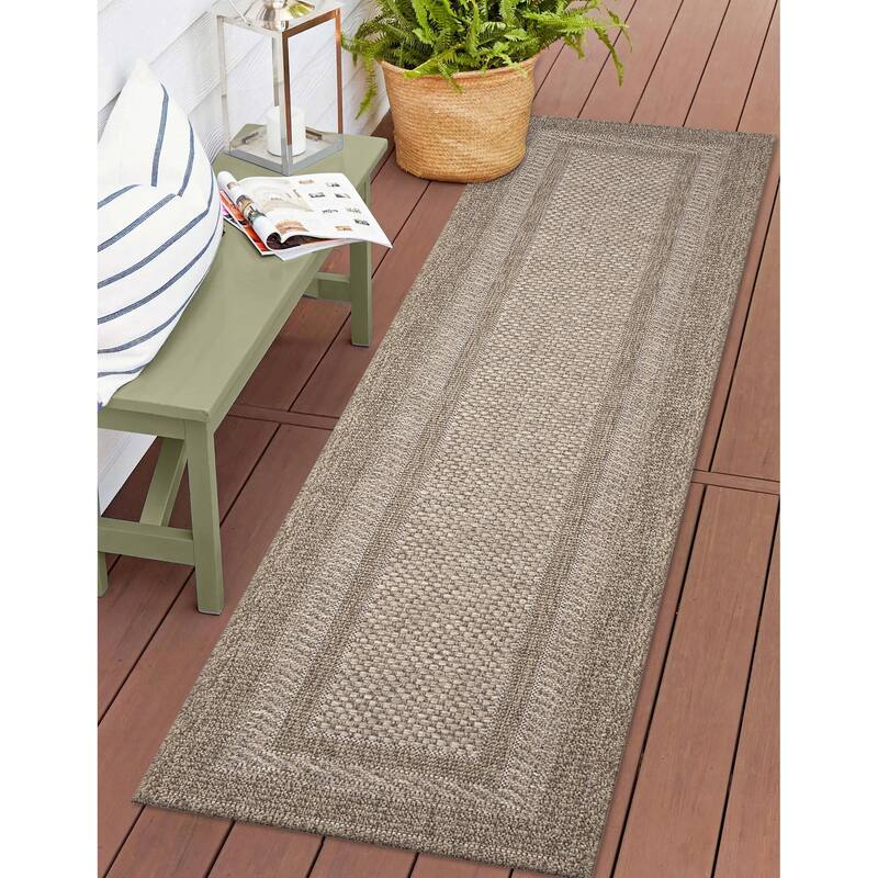 Liora Manne Orly Border Indoor/Outdoor Rug - 1'11" x 7'6" - Beige/Natural