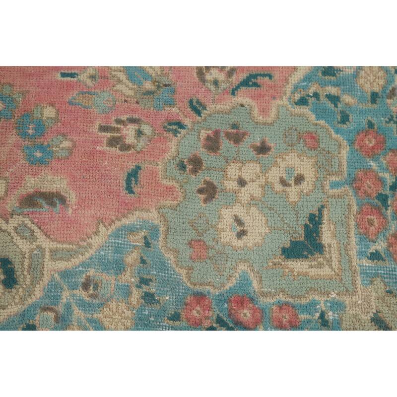 Pink Tabriz Persian Vintage Area Rug Hand-Knotted Wool Carpet - 6'6" x 10'4"