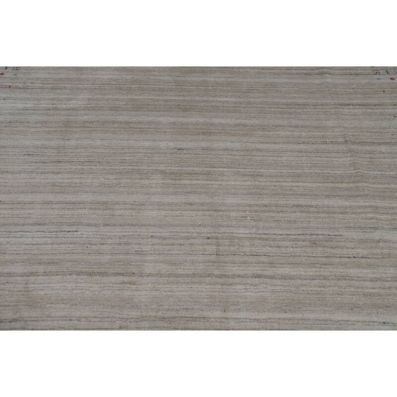 Hand Knotted Oriental 100% Wool Carpet Tribal Animal Pictorial Beige & Ivories Gabbeh Area Rug - 9' 11'' X 7' 9''