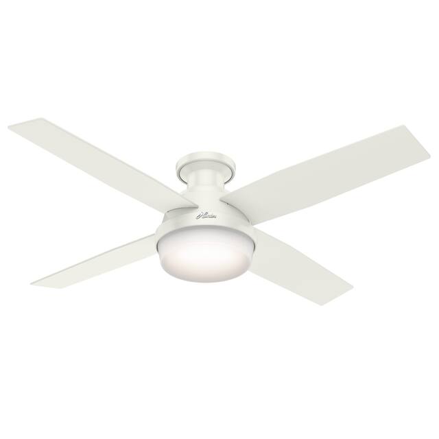 Hunter 52" Dempsey Flush Mount Ceiling Fan w/ LED Light Kit and Handheld Remote - Fresh White