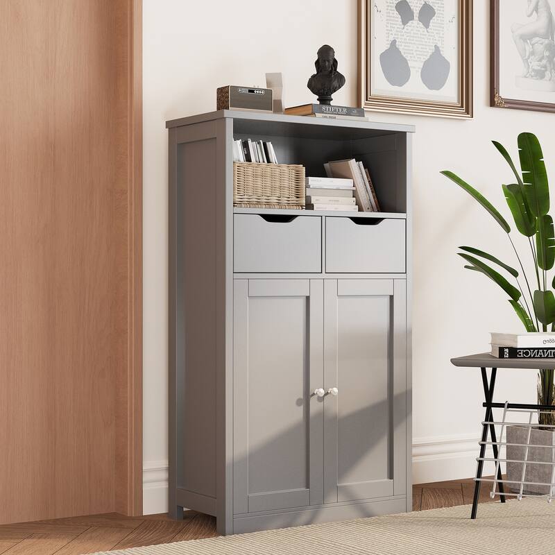 Bathroom Storage Cabinet – Waterproof Free Standing Storage Cabinet with Adjustable Shelf & Soft-Close Drawers