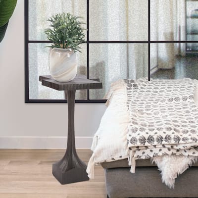 Allan Andrews Square Graphite Chiseled Metal Martini Accent Table