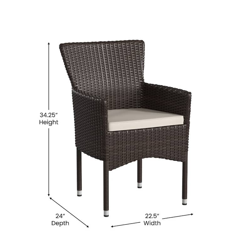 Indoor/Outdoor Wicker Wrapped Steel Frame Patio Chairs & Cushions