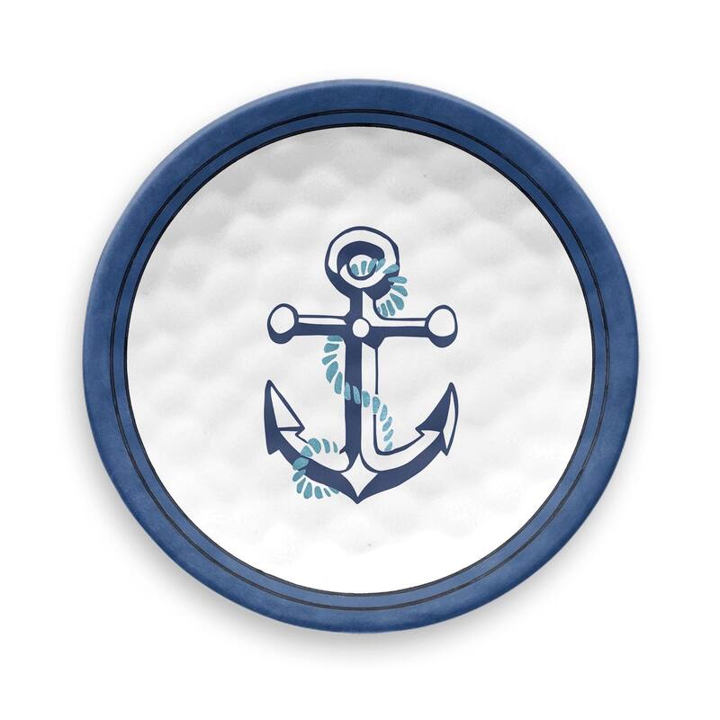 Abode Homewares by TarHong Nautical Anchor Assorted Appetizer Plate S/4, 6.8", Set of 4