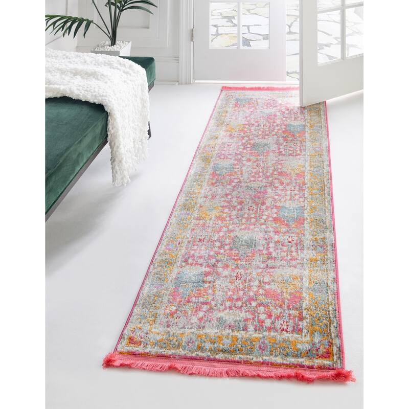 Transitional Laka Collection Area Rug - Pink - 2'2"x8'