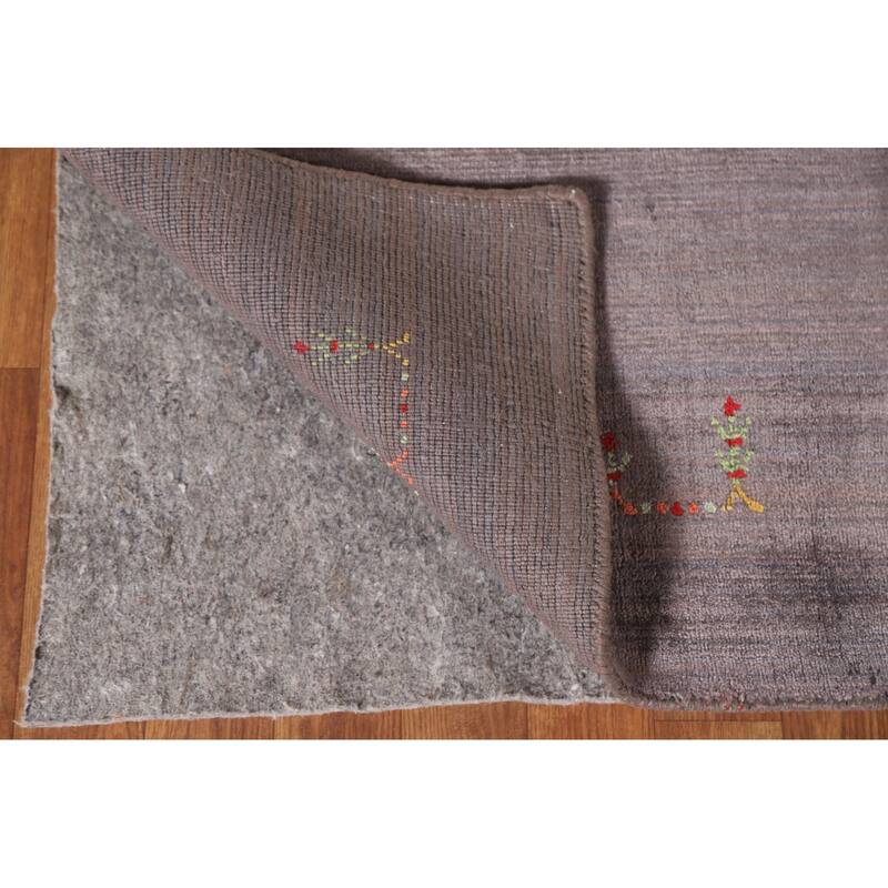 Brown Gabbeh Area Rug Handmade Wool Carpet - 8'1"x 9'10"