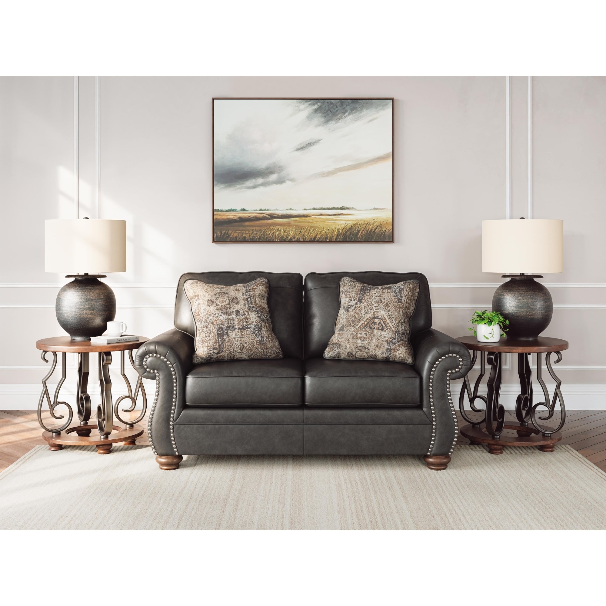Signature Design by Ashley Chatterton Black Loveseat - 68"W x 38"D x 39"H