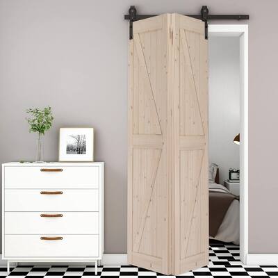 60" Sliding Barn Door Hardware Kit for 2 Doors, J Shape,No Door (Track Length 60" for Double 28" Wide Door)
