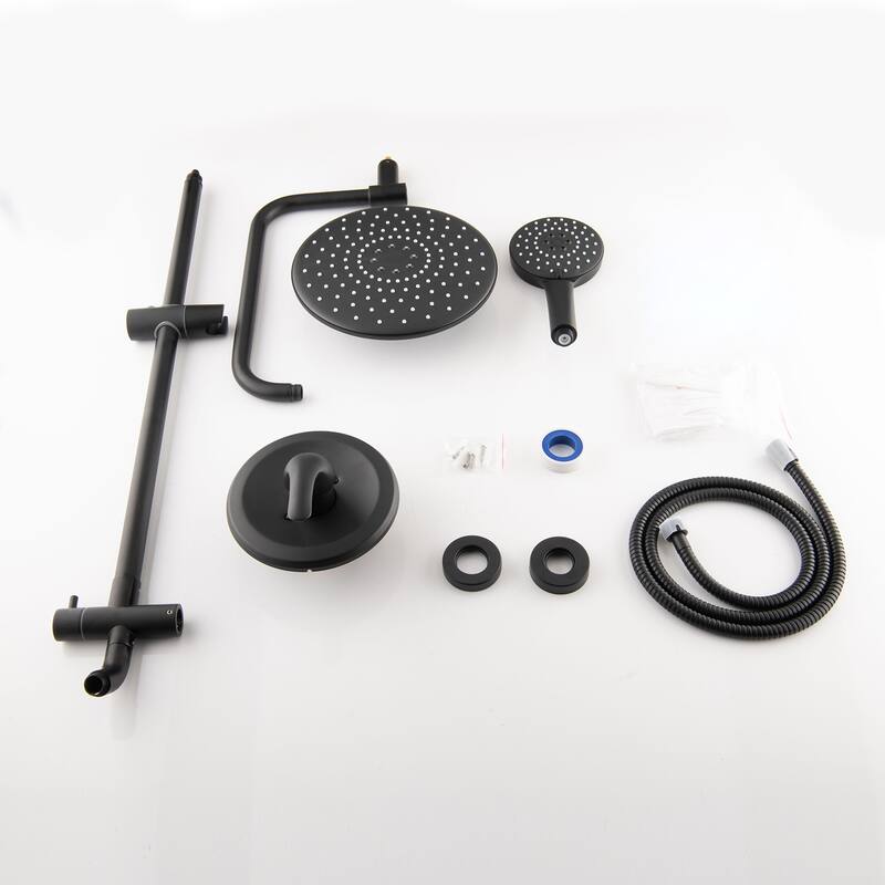 PROOX Matte Black Stainless Steel Wall Mount Dual Bathroom Shower Faucet Showerhead with Handheld Shower Valve Included