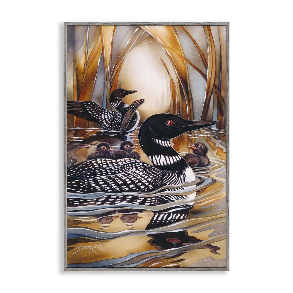 Stupell Loon Family Among Pond Ripples Framed Giclee Art Design By Jody Bergsma