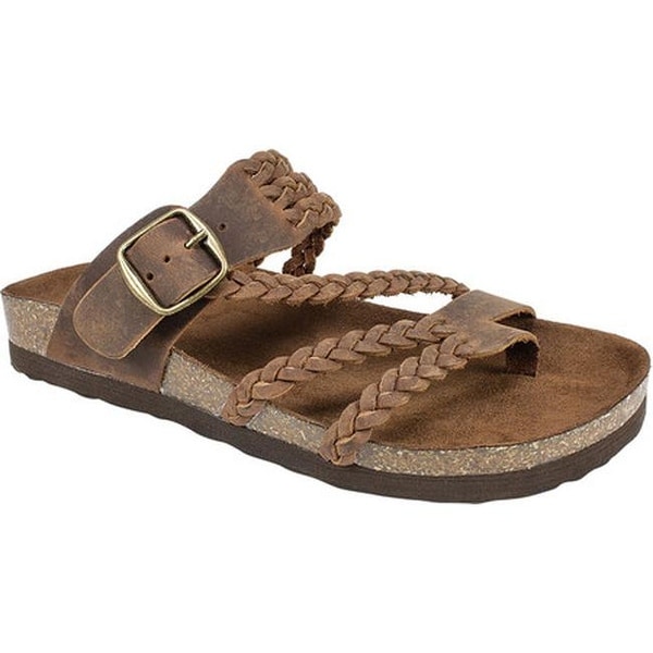 White Mountain Women's Hayleigh Toe Loop Sandal Brown Leather
