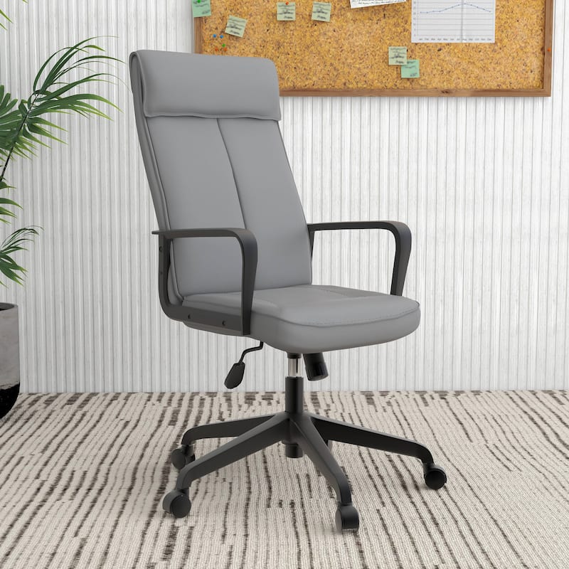 High-Back Leather/Polyester Office Chair Adjustable Height Swivel & Tilt Aiaria Series - N/A