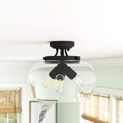 GetLedel 3-Light Glass Dome Semi Flush Mount