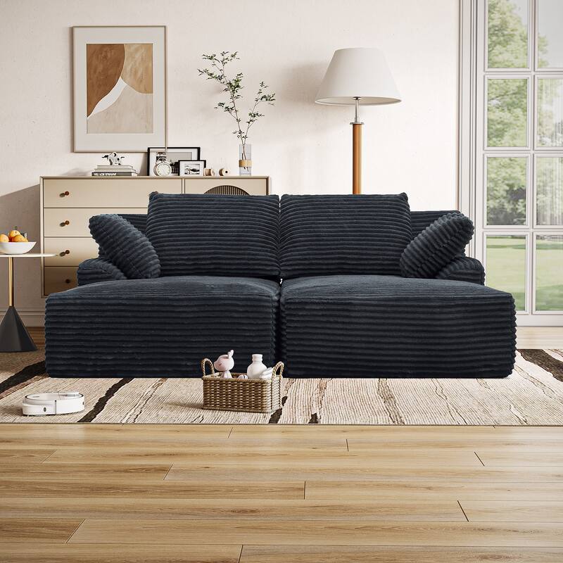77.8" Oversized Double Chaise Lounge, Cloud Plush Sofa Bed, Upholstered Sleeper Chair, No Assembly Required