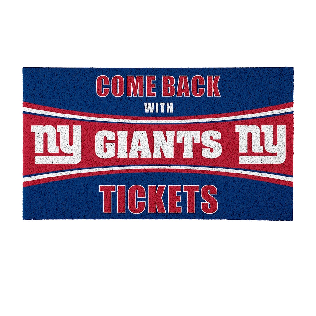 New York Giants 28 in. x 16 in. PVC "Come Back With Tickets" Trapper Door Mat